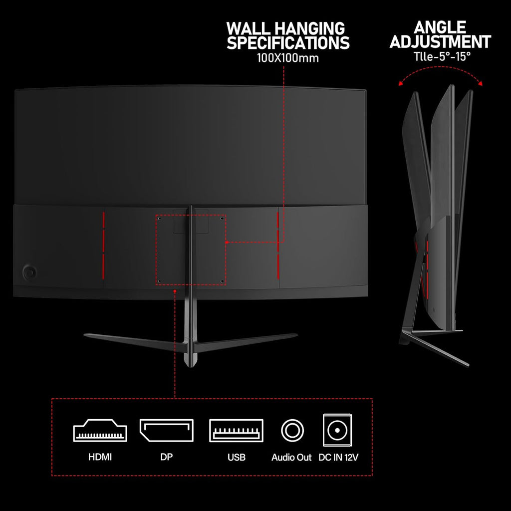 27 Inch Curved Gaming Monitor,144Hz/180Hz PC Monitor Full HD 1080P, Frameless 1800R Computer Display with Freesync & Eye-Care Technology, Wall Mountable, DP, HDMI Port (Black)