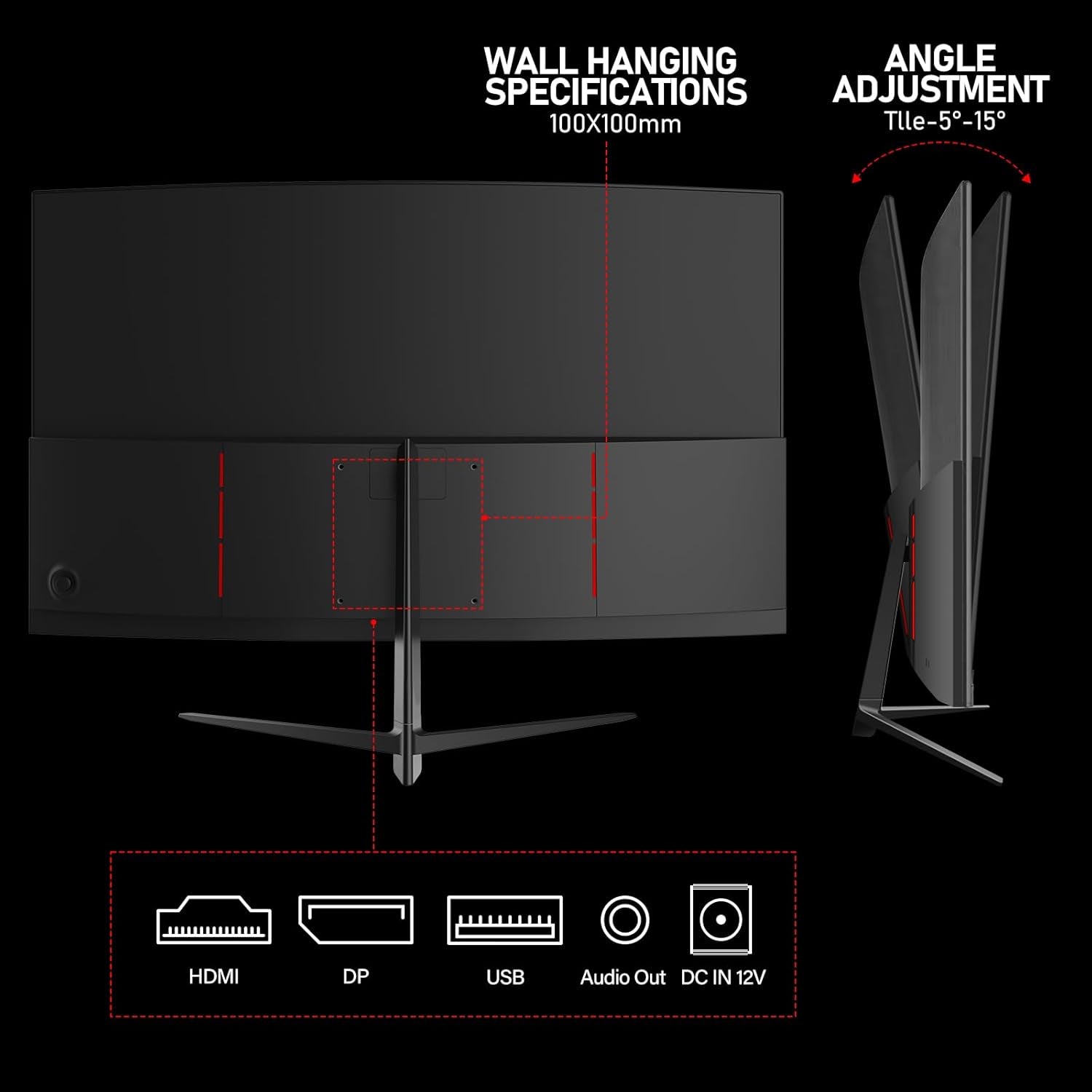 27 Inch Curved Gaming Monitor,144Hz/180Hz PC Monitor Full HD 1080P, Frameless 1800R Computer Display with Freesync & Eye-Care Technology, Wall Mountable, DP, HDMI Port (Black)